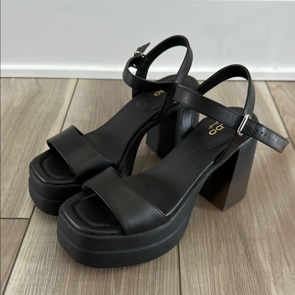 Aldo Black Chunky Platform Sandals
